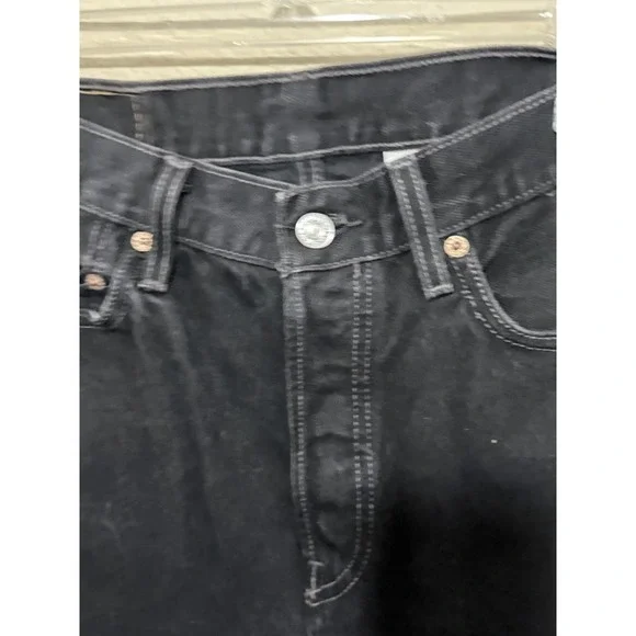 VTG Levis 501 Jeans Mens 30 32 Black Straight Leg Bat Wing Button Fly - Picture 3 of 7